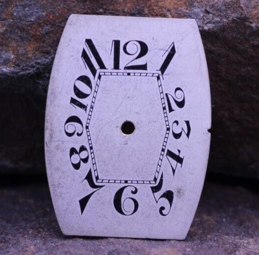 NOS SWISS ART DECO TANK WRIST WATCH DIAL ARABIC NUMERALS 22.9×30.4mm (EH)