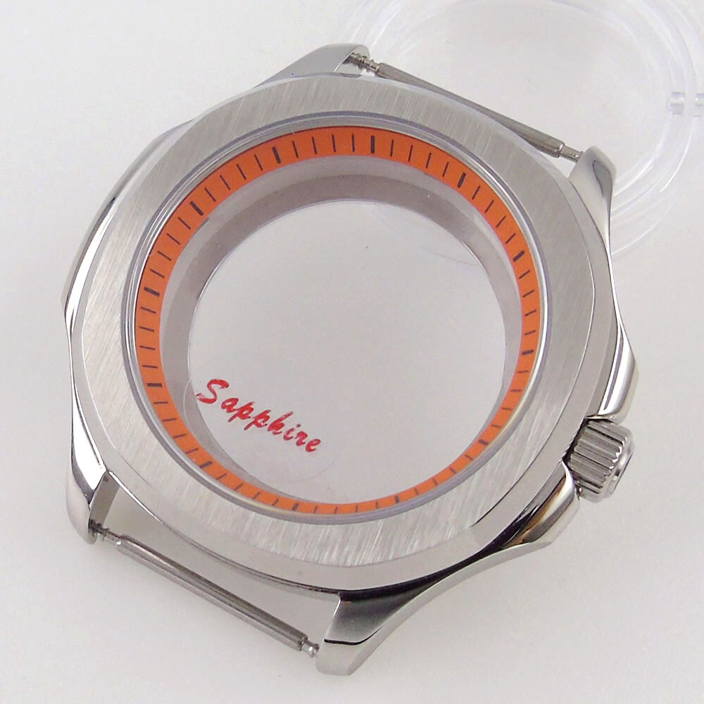 40mm Stainless Steel Brushed Watch Case Fit Japan NH34 NH35 NH36 Sapphire Glass