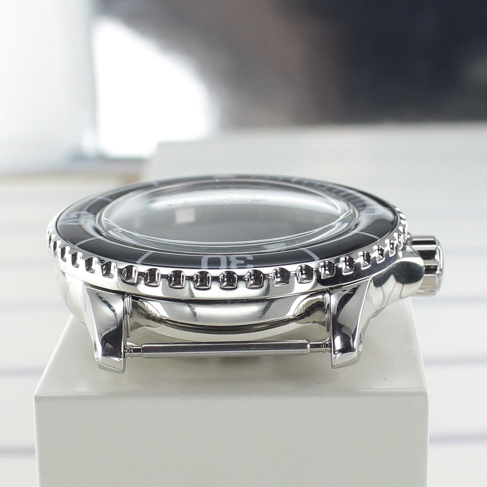 Vintage 45mm Watch Case C3 Luminous Glass Bezel For Seiko NH35 NH36 NH38Movement