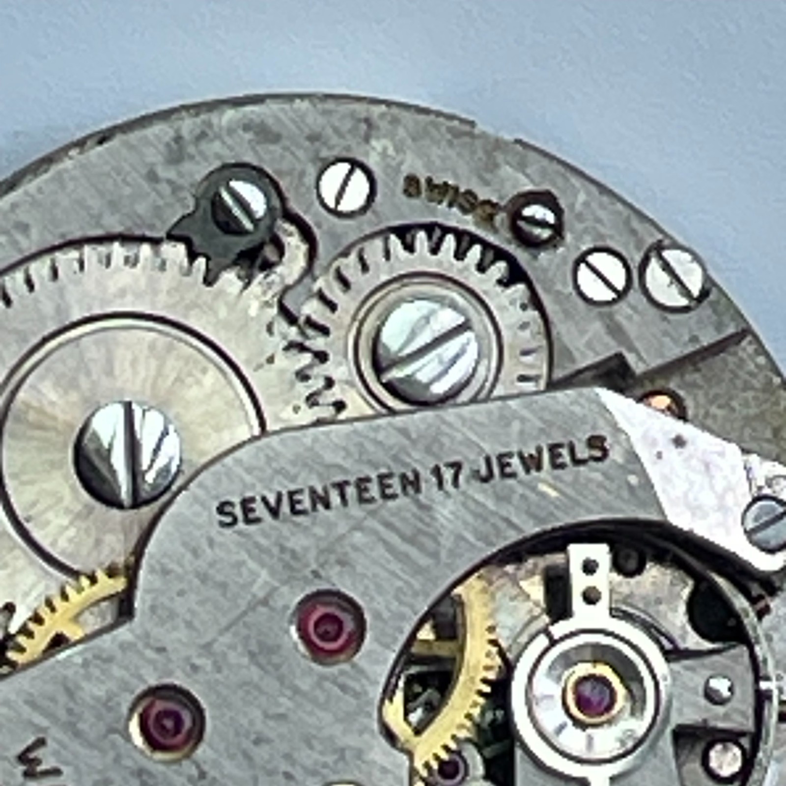 Vintage CROSBY 17 Jewels Unishock Watch Movement & Dial Swiss Made Parts Repair