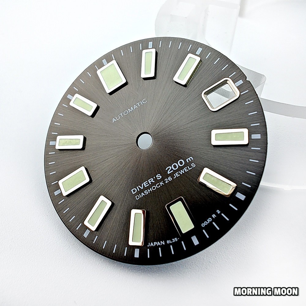 28.5Mm 62Mas Sunburst Pattern Watch Dial Green Lume for Nh35 Nh36 4R Movement