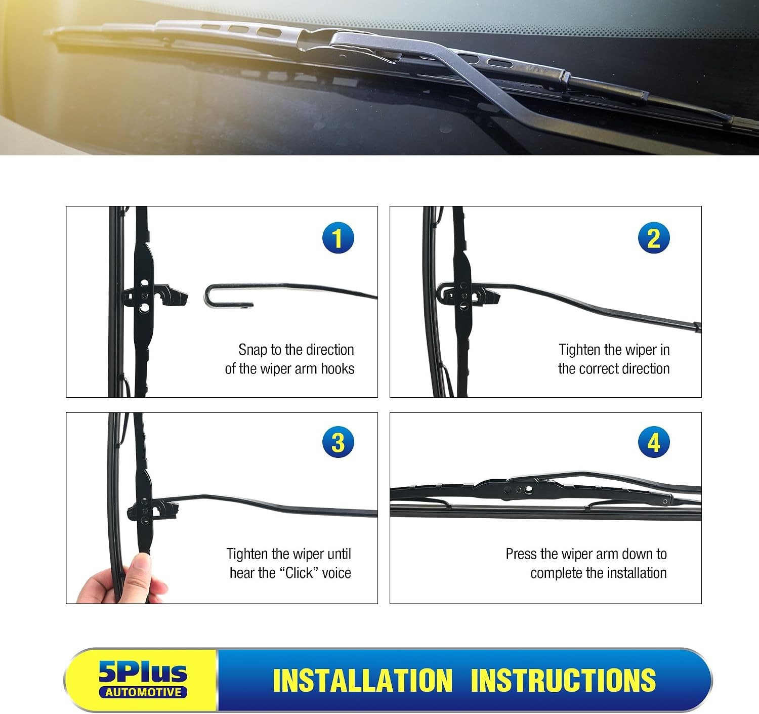 5 PLUS 22 inch Wiper Blades 2 Pack for Ford F150 F250 F350