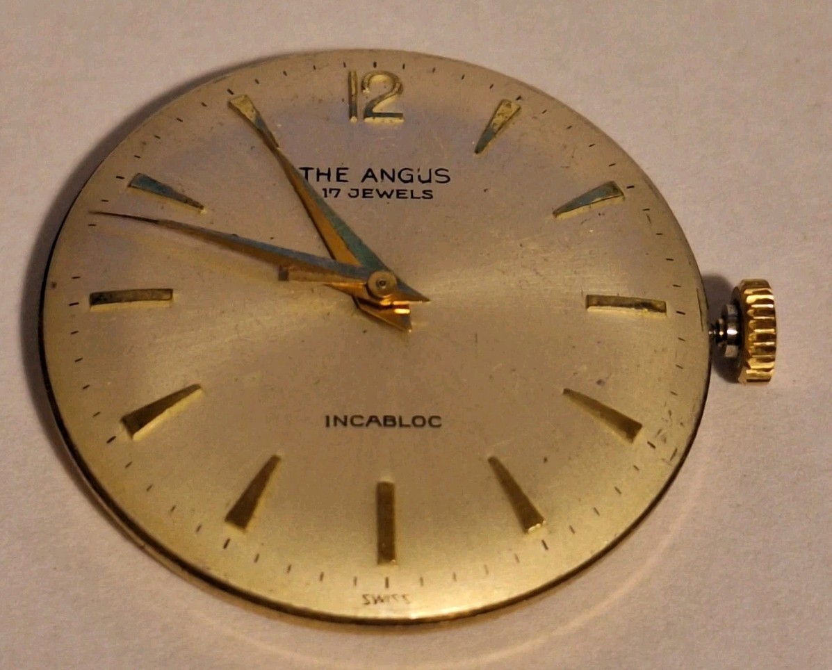 Vintage The Angus 17 Jewels Mechanical Watch Movement (Balance Is Okay)