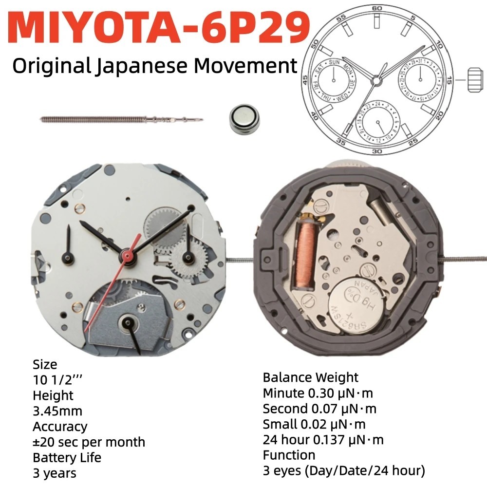 Genuine Miyota 6P00 6P20 6P21 6P23 6P27 6P29 6P28 6P25 6P26 6P24 Watch Movement
