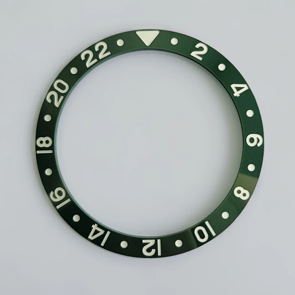 37.5mm Beveled Ceramic Bezel Insert GMT Green Lume for RLX GMT Mechanical Watch