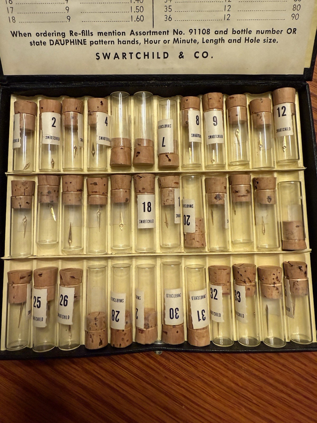Vintage Swartchild Dauphine Watch Hand Case Assortment Kit #91108