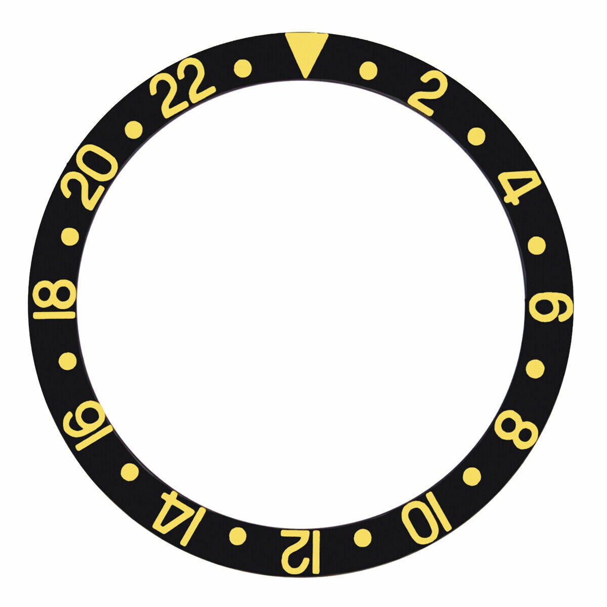 BLACK BEZEL INSERT FOR 40MM ROLEX GMT 16700 16710 16718 16758 16760 GOLD FONTS
