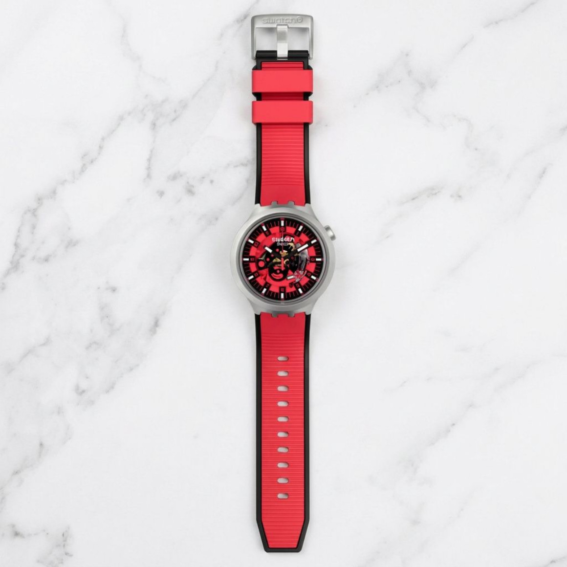 Swatch Unisex Oversized Watch Big Bold Irony Lacquered Casual Red Dial 47MM