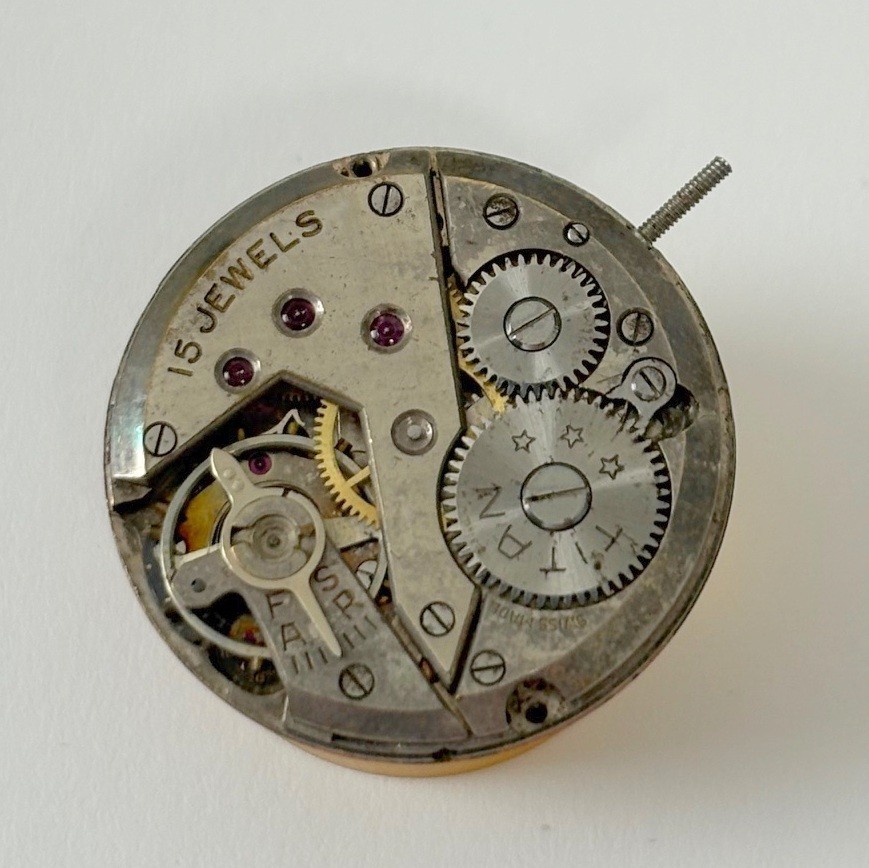 Titan Cal 006 Watch Movement For Parts Balance Fork Spring Bridge
