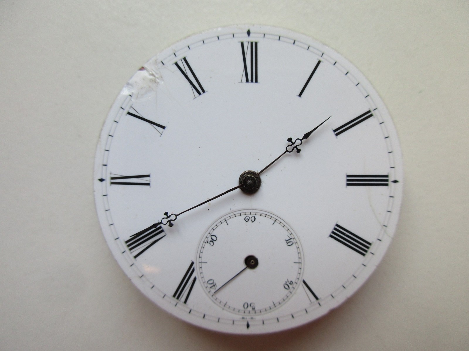 Pocket watch movement diam. 43.2 mm crown wind (at 12) & dial – running