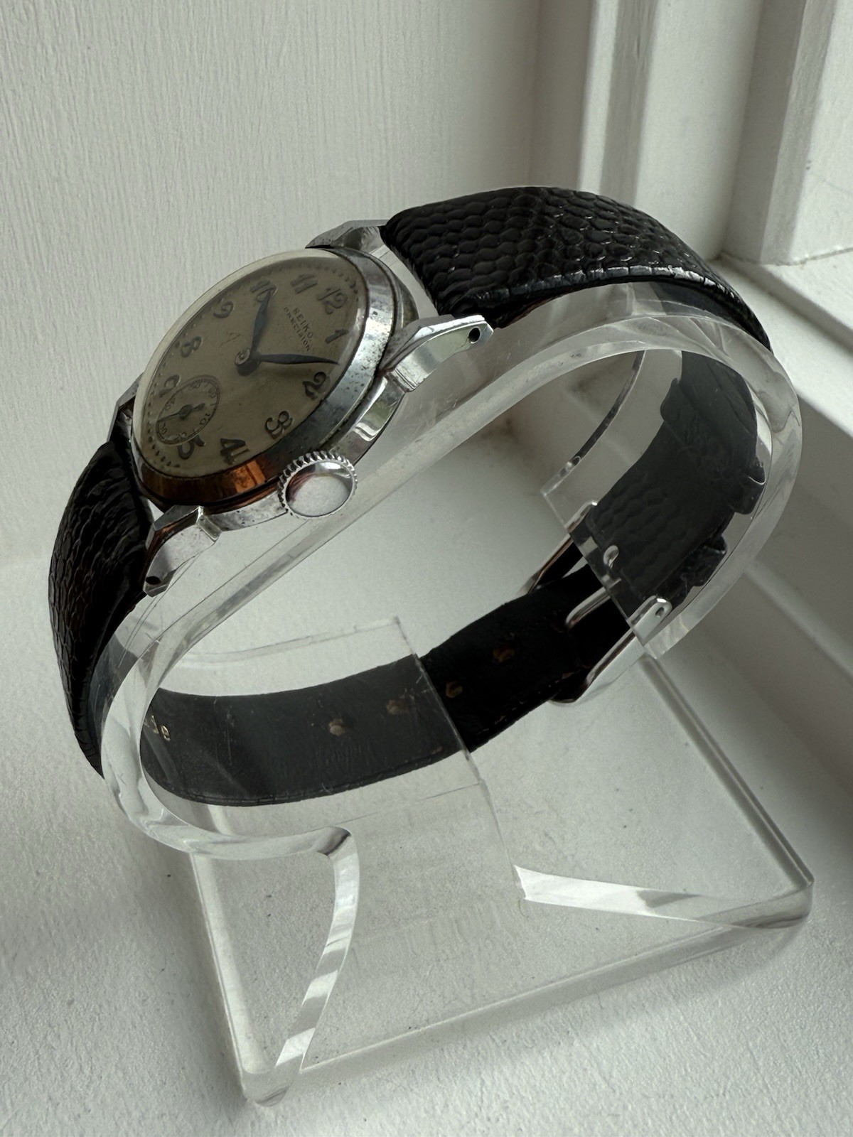 Antique Seiko Precision Seikosha Movement Arabic Numerals Sub Second Wristwatch