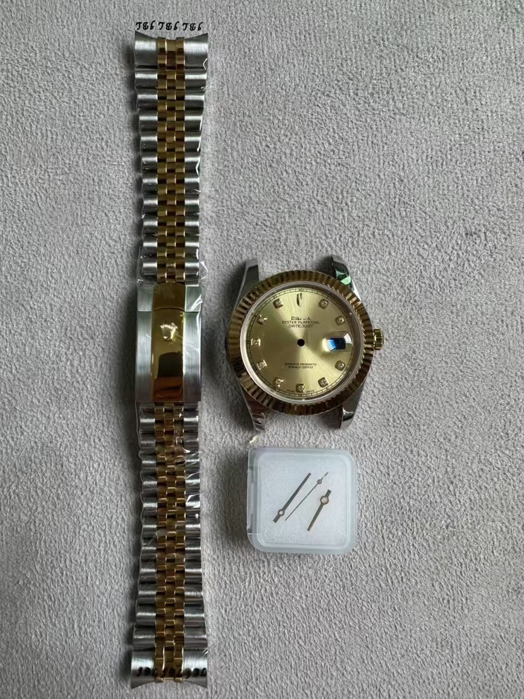 DIY Watch Part Kit for Datejust 2824 41mm Two tone Case+Dial+Hands+Steel Strap