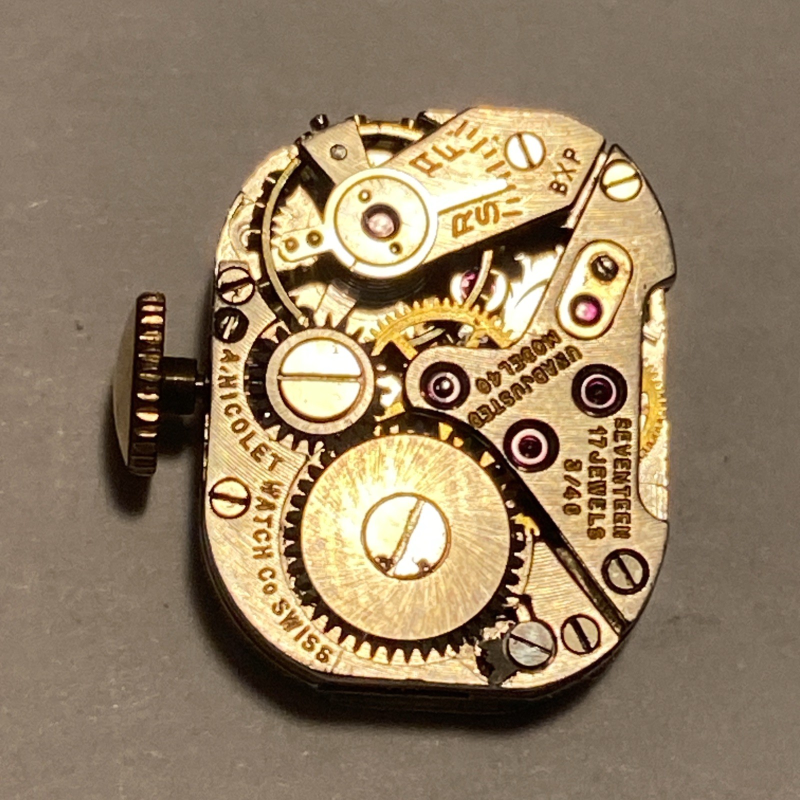 A.Nicolet Movement 17 Jewel Parts/Repair AS 976 3/48 Mod. 40