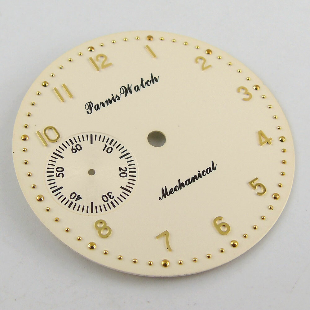 New 38.9mm yellow white dial rose golden Numbers fit 6497 movement Men’s Watch