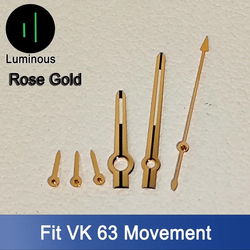 Watch Hands For VK63 Set 6-Hand Green Luminous Silver Rose Gold Mod Parts