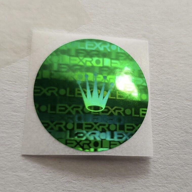 Rolex Day Datejust Green Case Back Hologram Sticker 19mm diameter