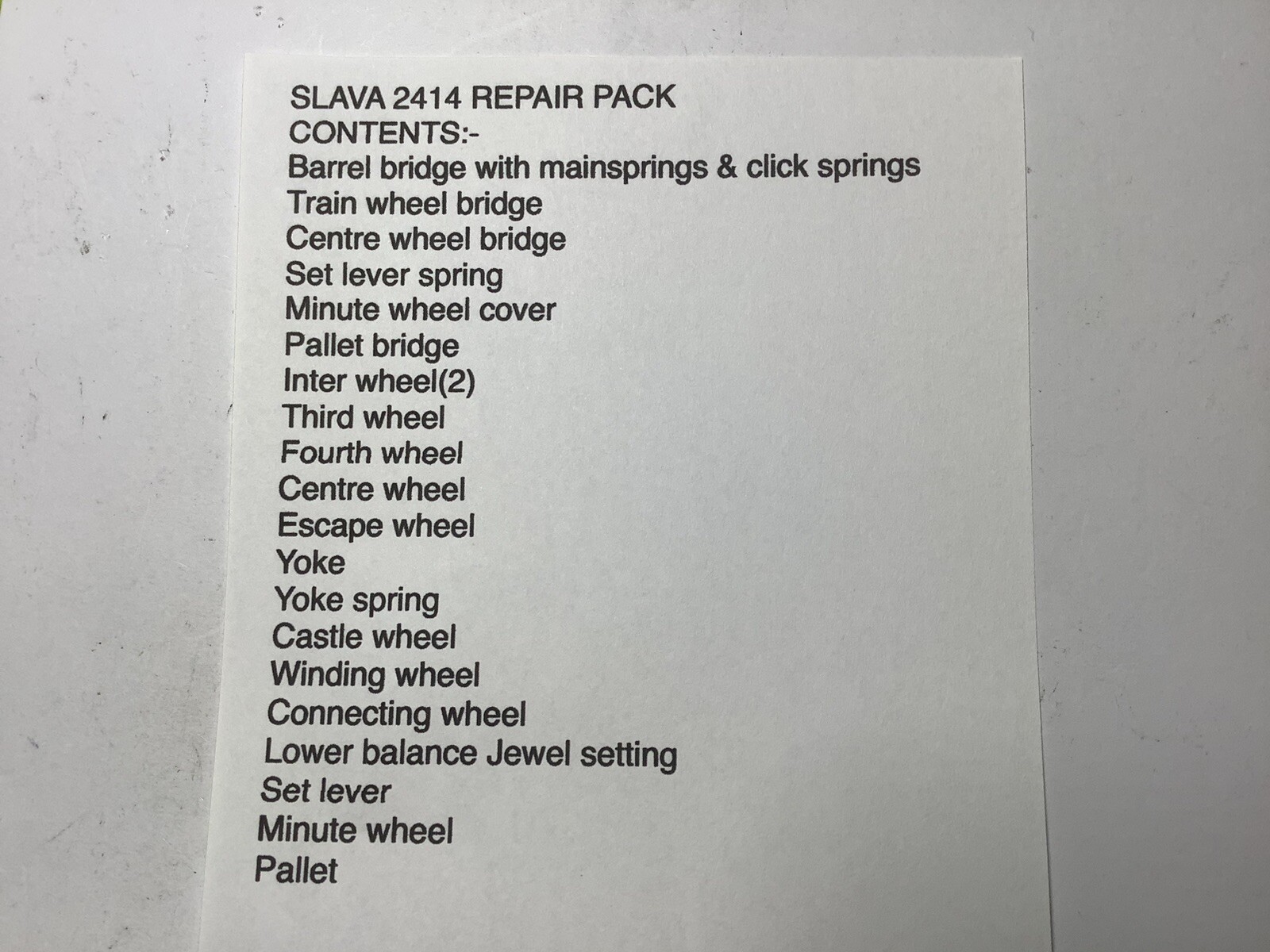 SOVIET WATCH PARTS SLAVA 2414 REPAIR PACK. 🟥SELECTION 1
