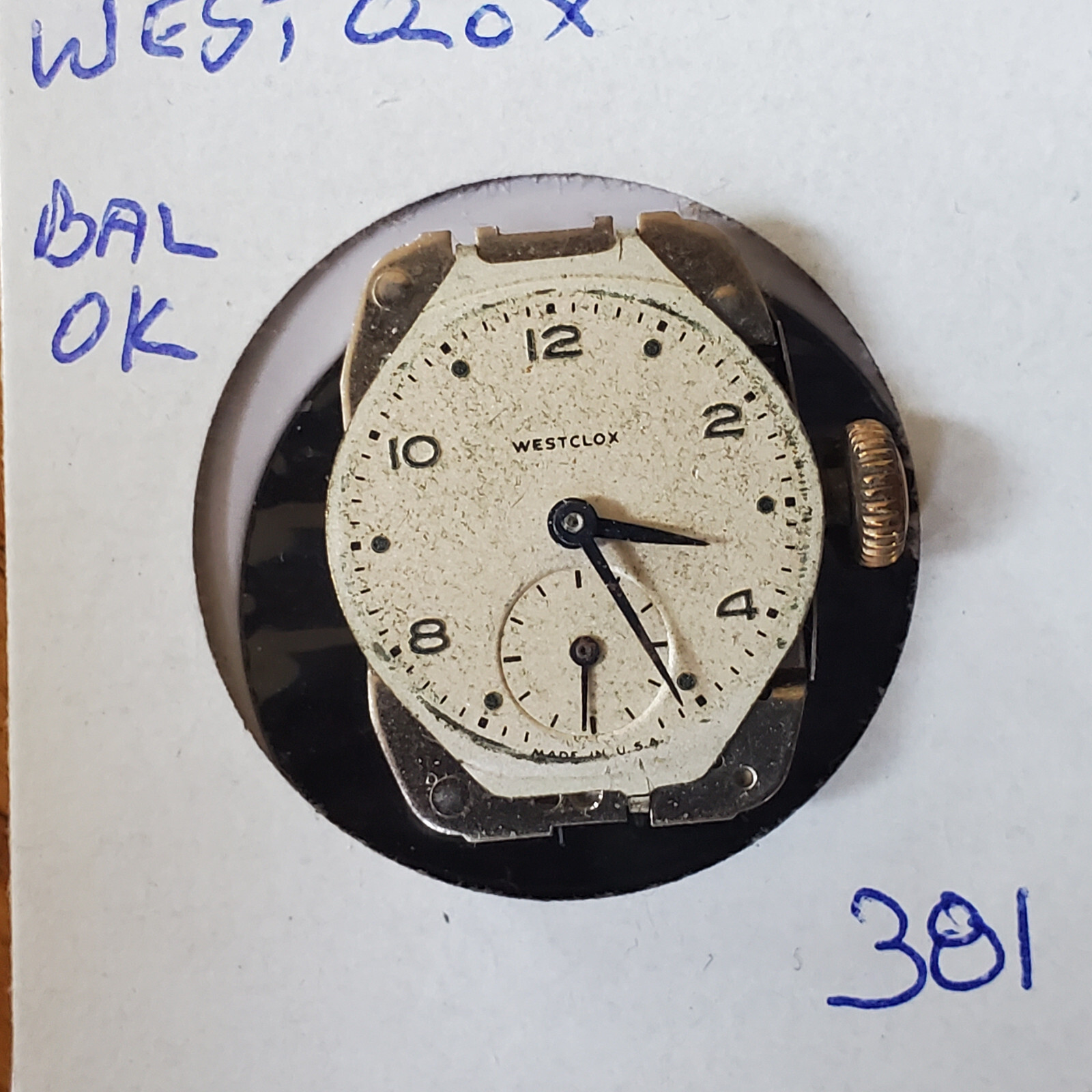 MENS WESTCLOX WATCH MOVEMENT #381