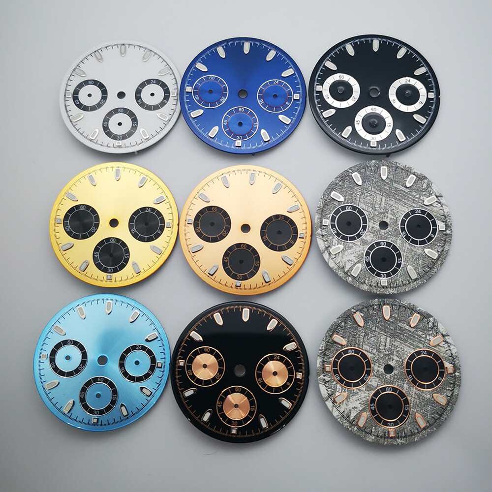 29.5mm sterile luminous black gray white watch dial fit VK63 quartz movement