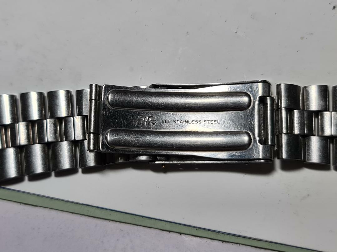 GENUINE USED STELUX FISHBONE BRACELET SOLID LINK SEIKO PANDA 6138-8020 6138-8021