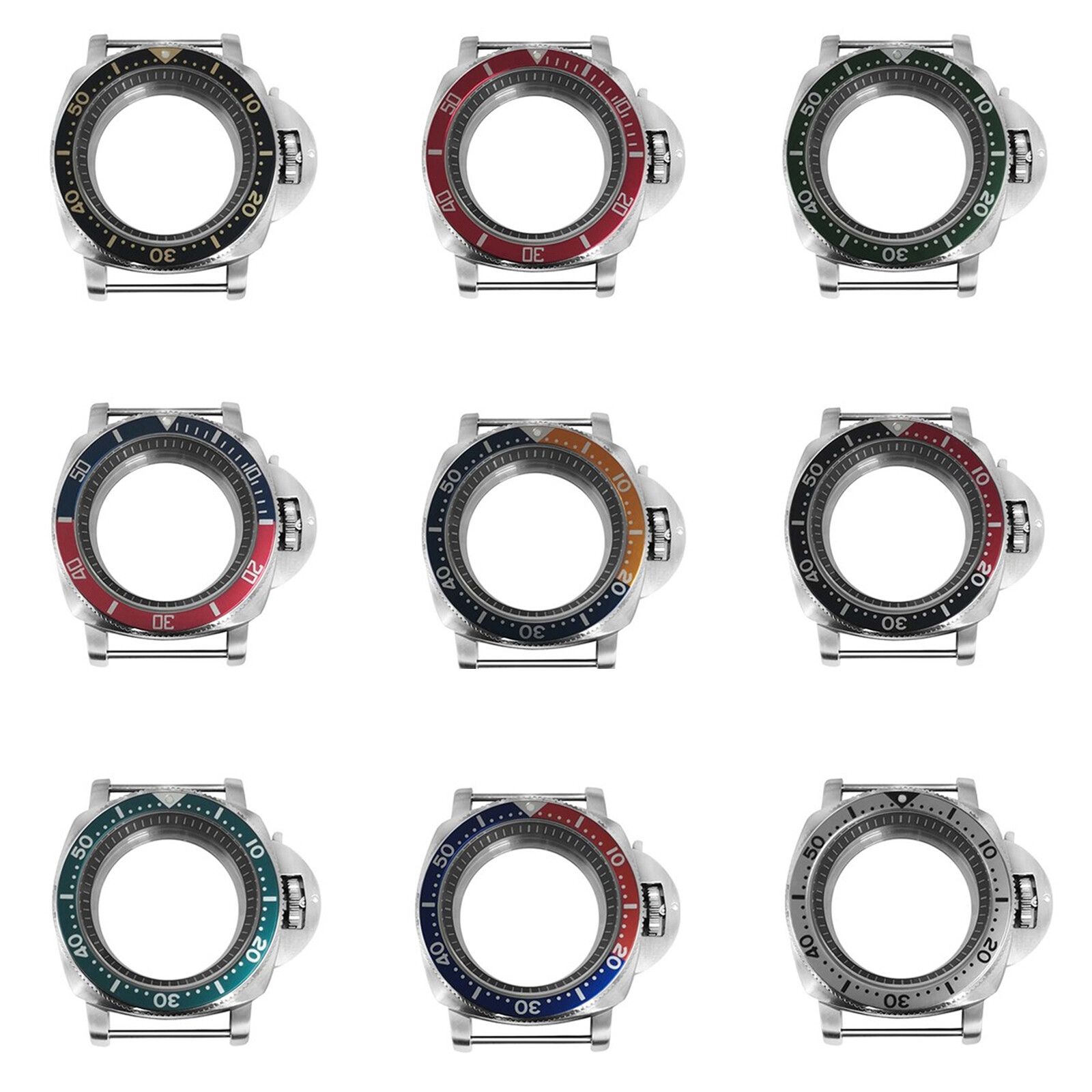 Modified Watch Case Bezel Black White Strip Inner Ring For NH35/NH36/4R Movement