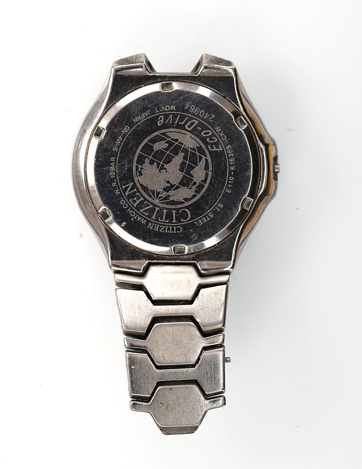 Citizen Eco Drive Men Watch Solar Stainless Steel Silver Date NON-WORKING C-36