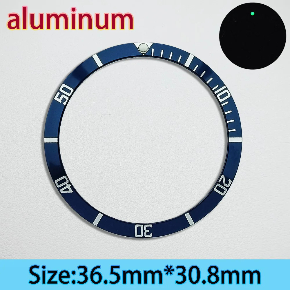 Aluminium Bezel Insert 36.5mm Green Luminous For NH35/36 Diving Ring
