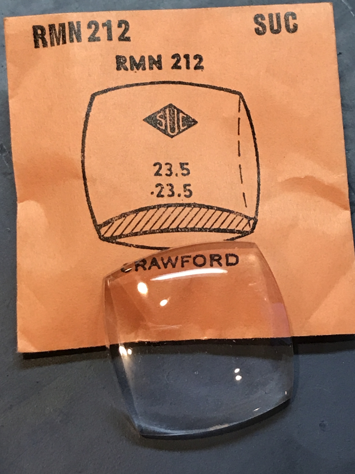 SUC Rocket Crystal RMN 212 for CRAWFORD – 23.5 x 23.5mm – New