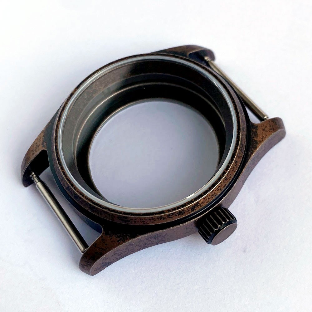 Retro 36mm Pilot Stainless Steel Copper Colour Watch Case Fit NH35 NH36 ETA 2824