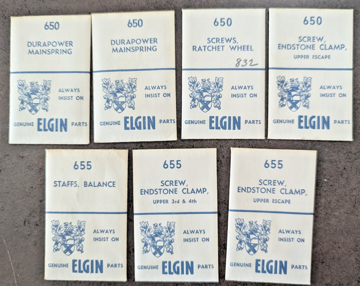 Lot Of Assorted Vintage Elgin 650, & 655 Parts – Parts Only