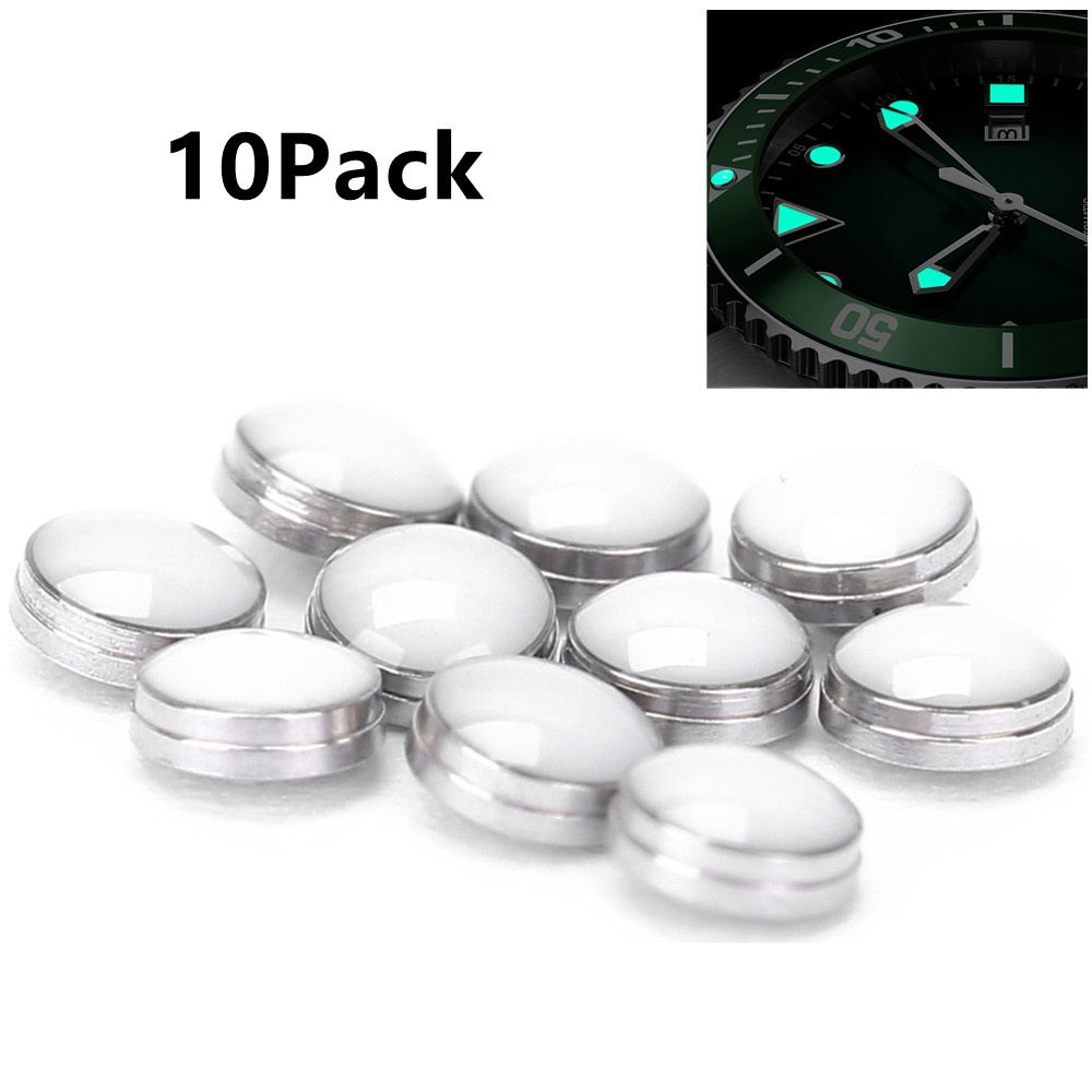 10* 2mm Pearl luminous green blue pip bezel insert Dot Silver gold watch Reapir