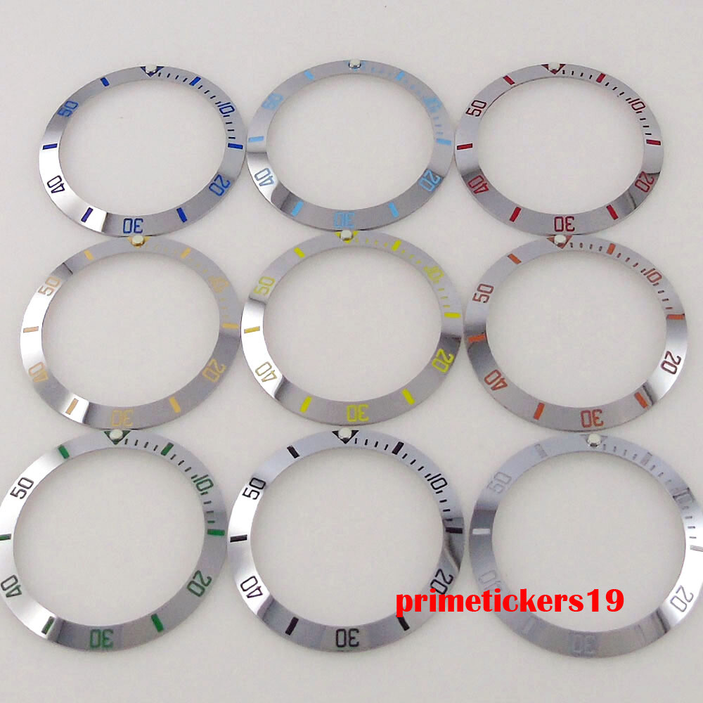 38mm*30.6mm Sloped Steel Watch Bezel Insert Ring Shiny Fit 40mm SUB Watch Case