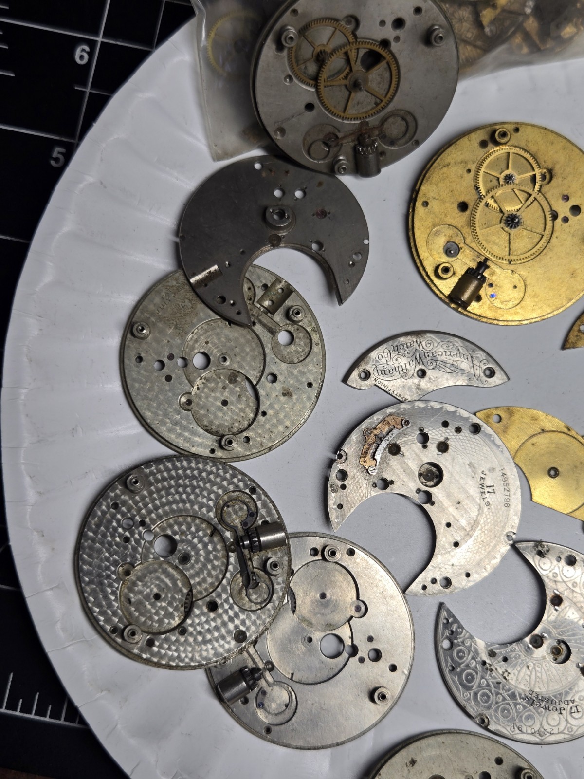 Pocket watch movement parts lot watchmaker estate vtg elgin illinois waltham