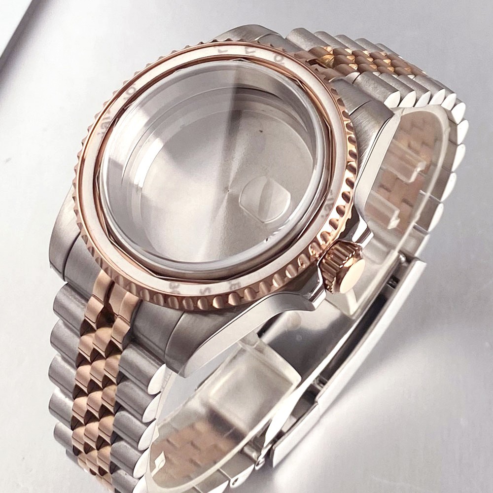 40mm Ceramic Bezel Watch Two Tone Dive Case Sapphire Fit NH35 NH36 ETA2824 8215