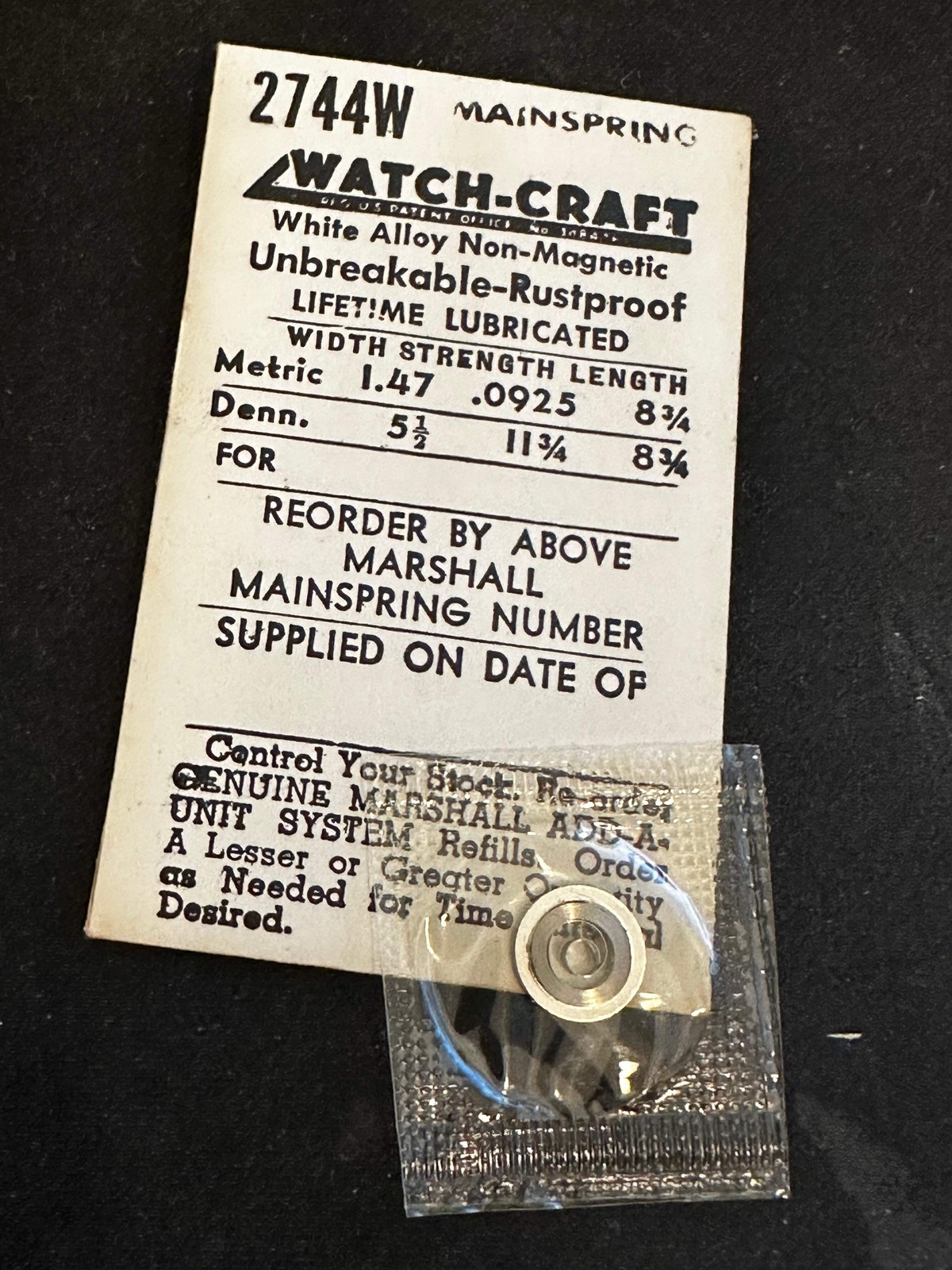 WATCH-CRAFT Mainspring 2744W for Peseux 20, 25, Concord 252 – Alloy