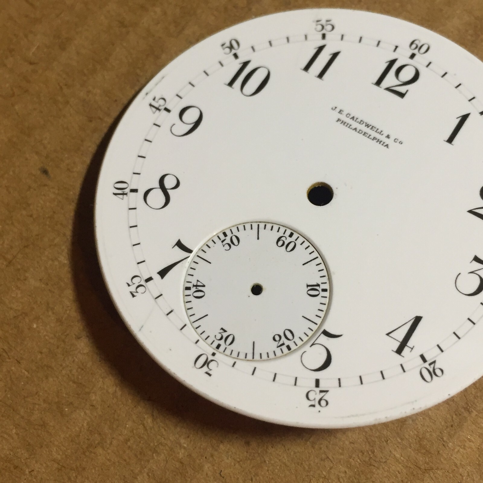 Original Enamel J.E. Caldwell White Vintage Pocket Watch Dial 42.9 mm