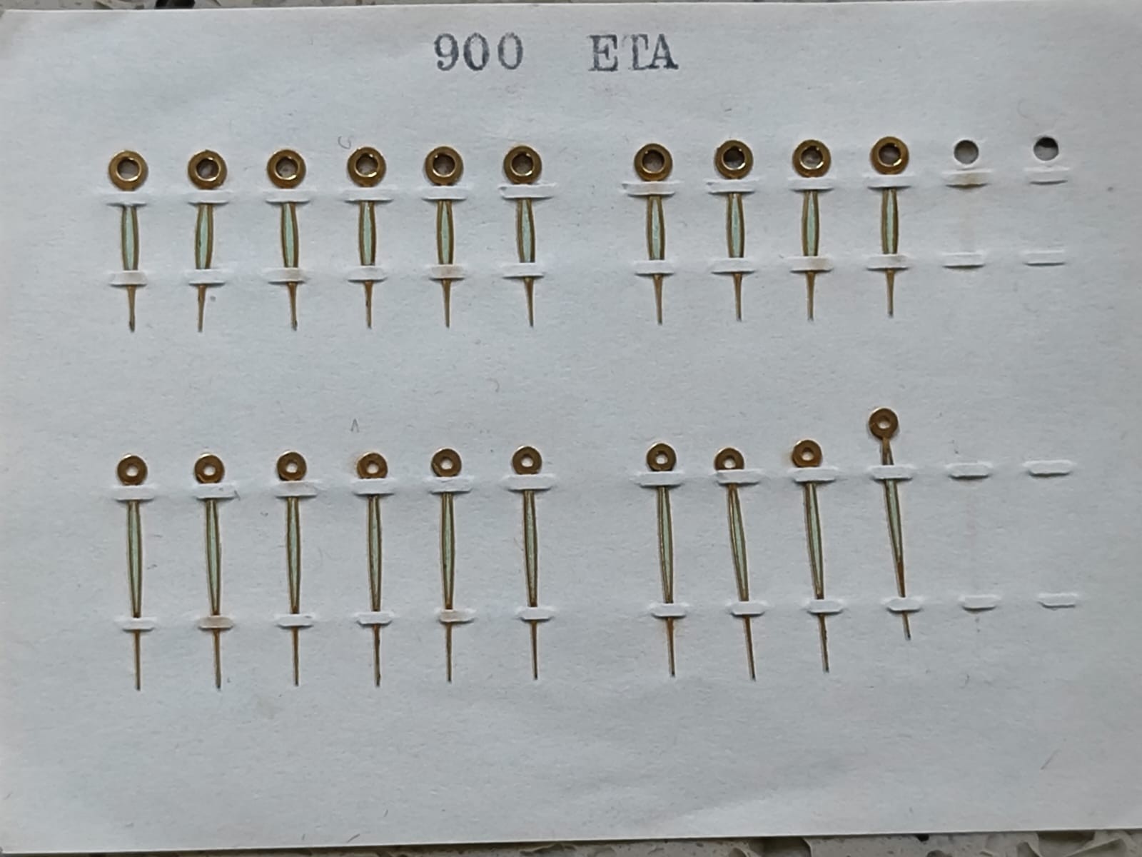 Vintage ETA 900 Movment wind Part Lot Set hands Gold /Green Swiss Original NOS