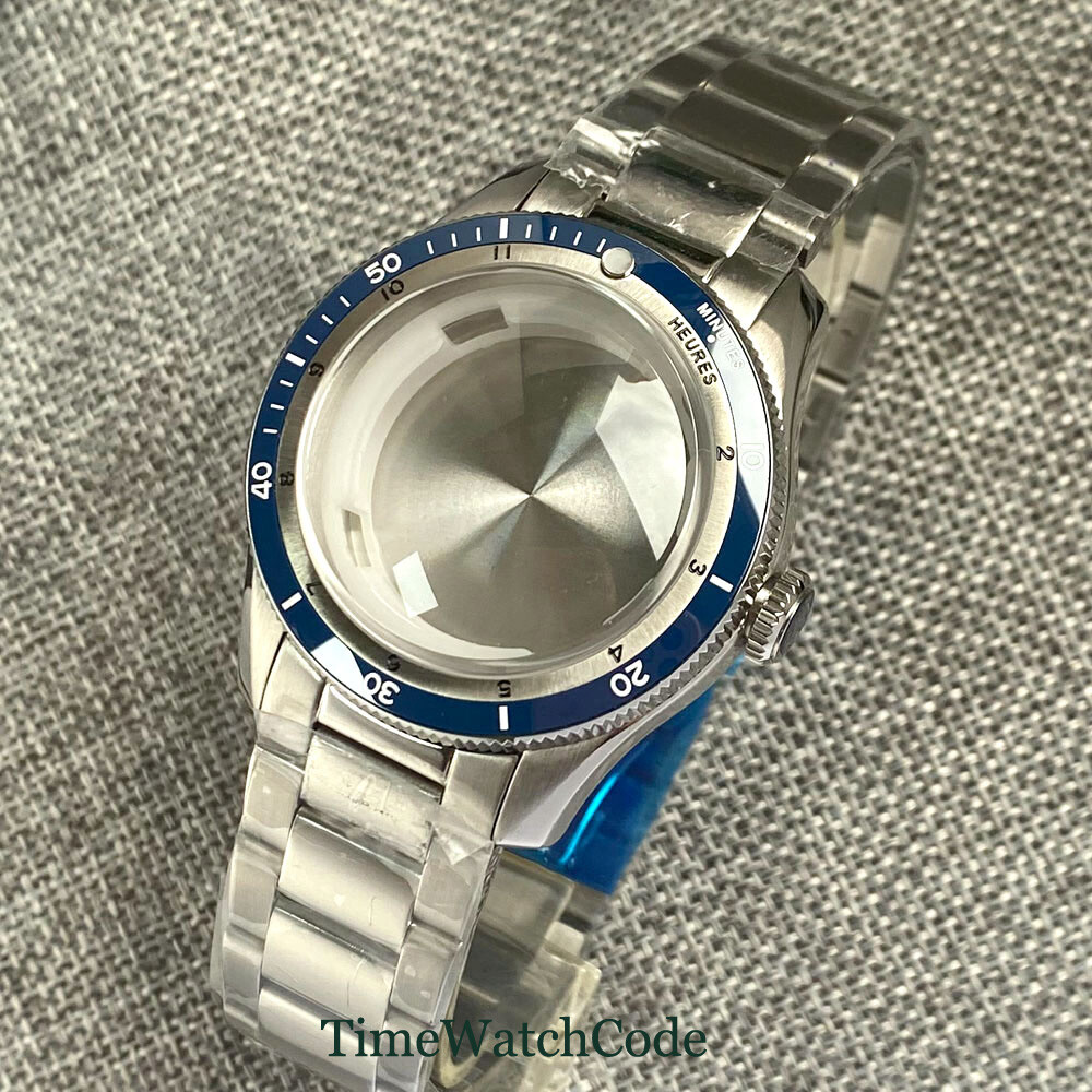 40mm Watch Case Double Bow Sapphire Crystal Fit NH35 NH36 NH38 20ATM Waterproof