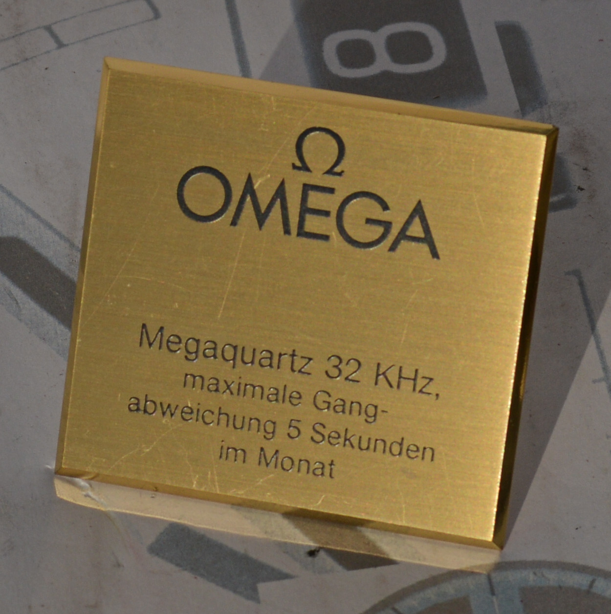 Rare Vintage Original Showcase Plate for Omega Megaquartz 32KHz Watch