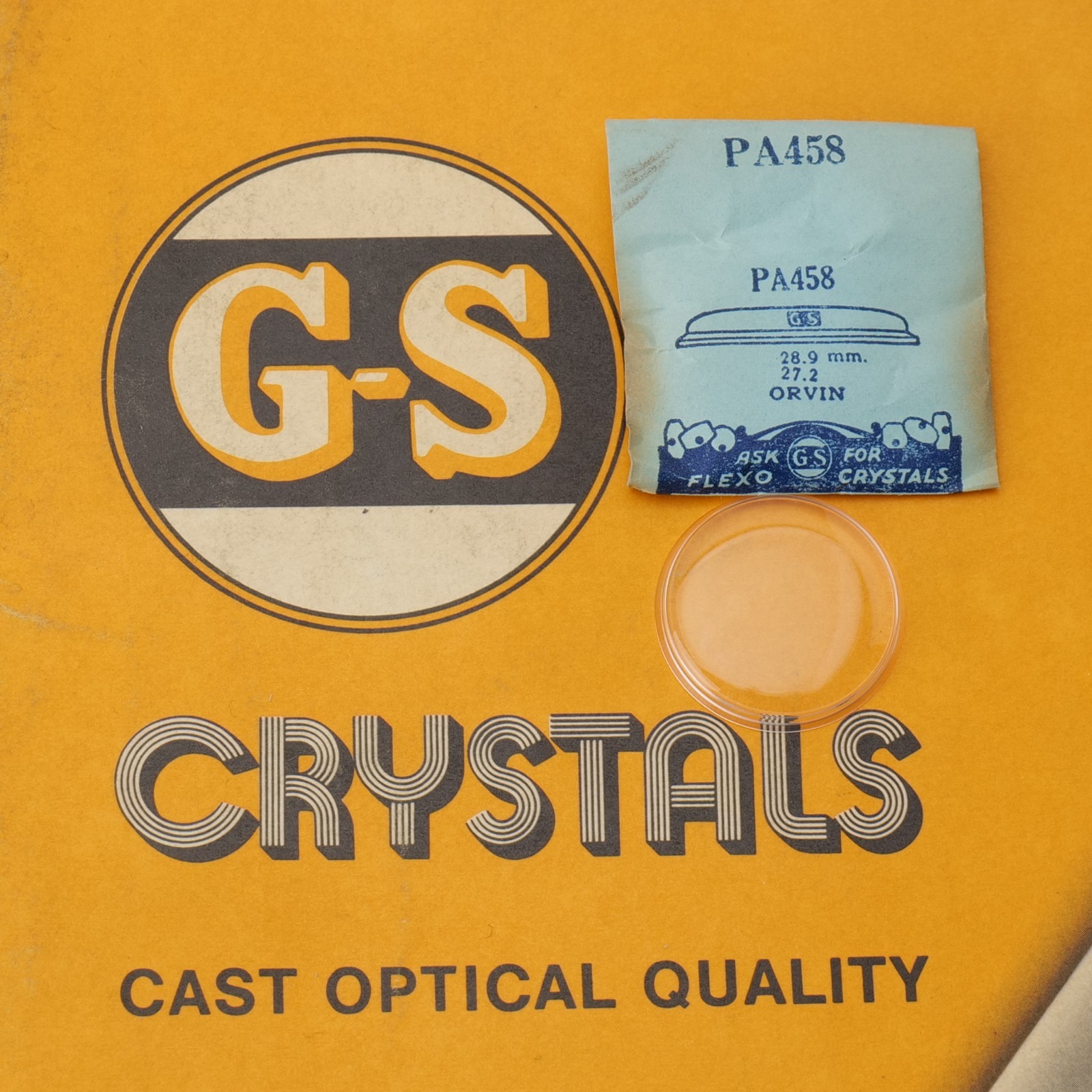NOS GS Watch Crystal PA458 Orvin 28.9mm New Old Stock (PA1D16)