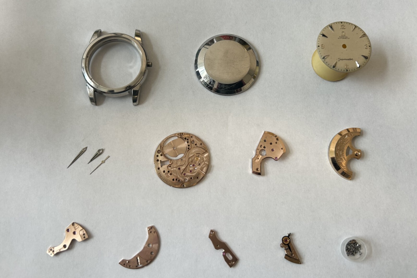 Omega Cal 470 Watch Parts Movement Balance Fork Wheels Springs Bridge Dial 2828