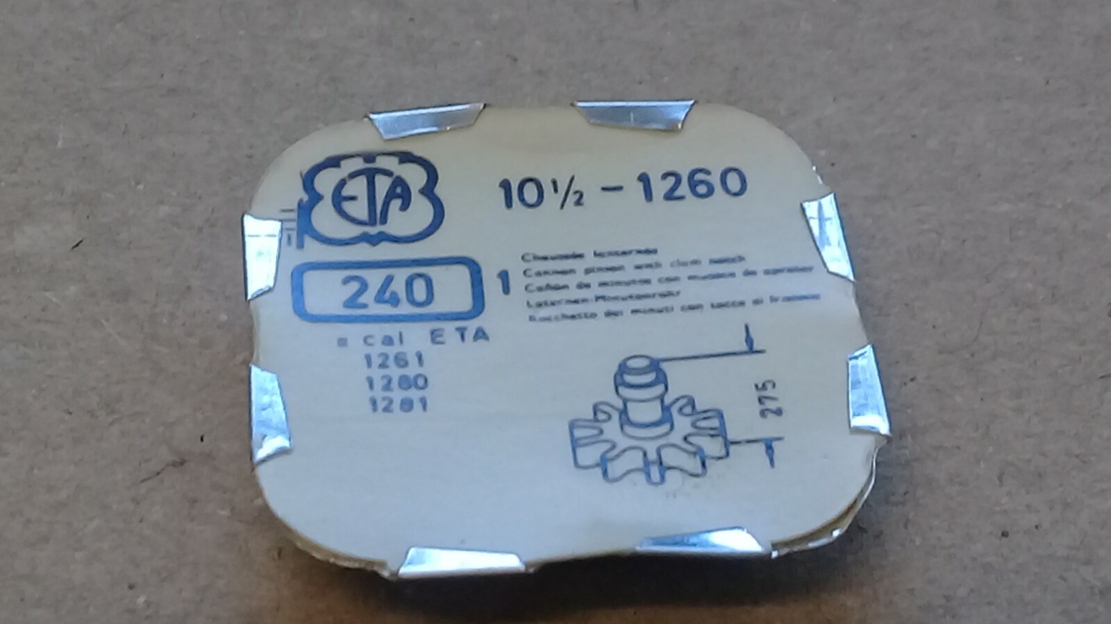 ETA Cal. 1260 1261 1280 1281 – Cannon Pinion w/ Clam – (240) 10.5”’ (TC827)