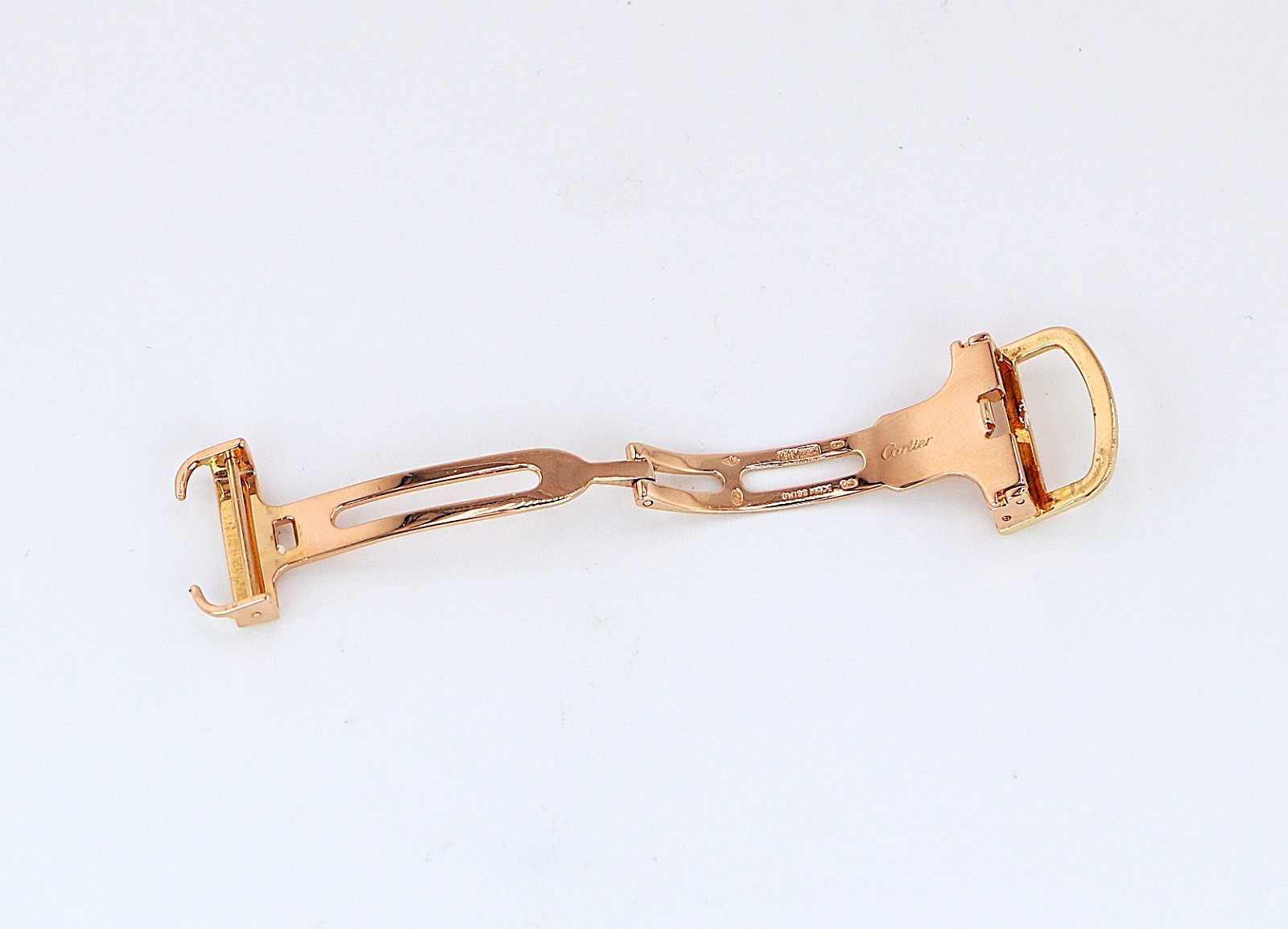 Cartier 750 Santos Pasha 18k Solid Yellow Gold 18mm Deployant Clasp Buckle Watch