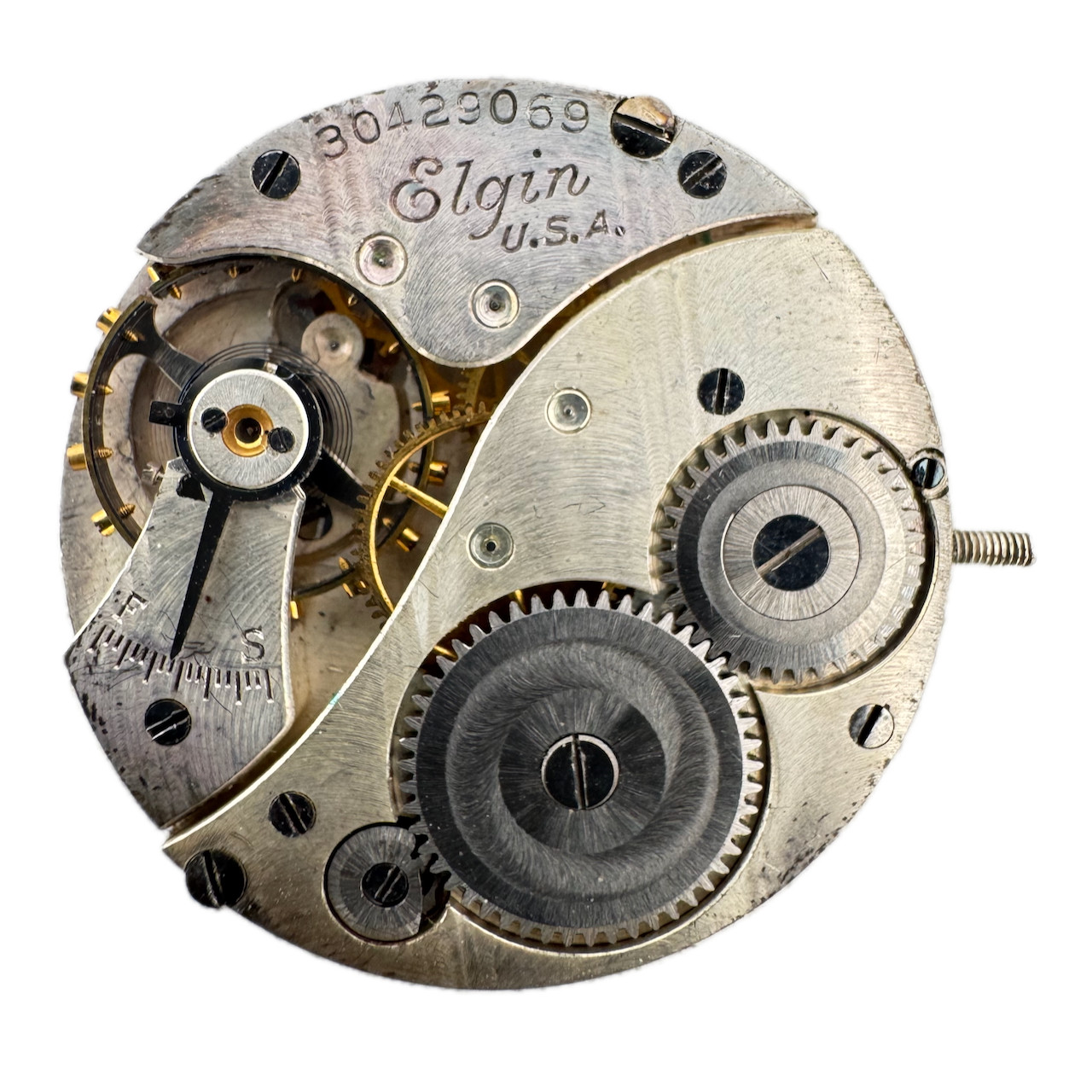 Vintage 6/0s 1928 Elgin 7 Jewel Mechanical Pocket Watch Movement 430 USA