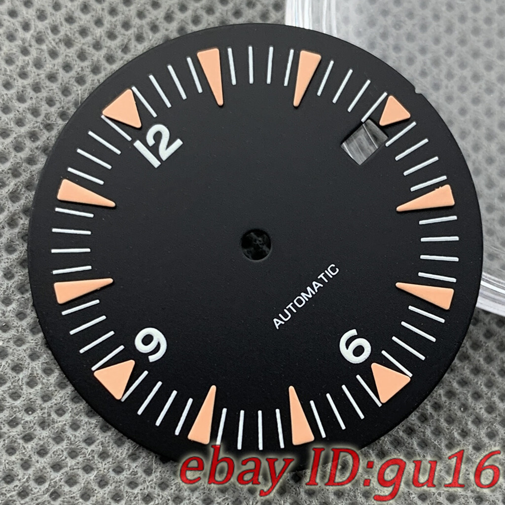 32mm Black Blue Green Sterile Watch Dial Green Luminous Fit NH35 NH35A Movement