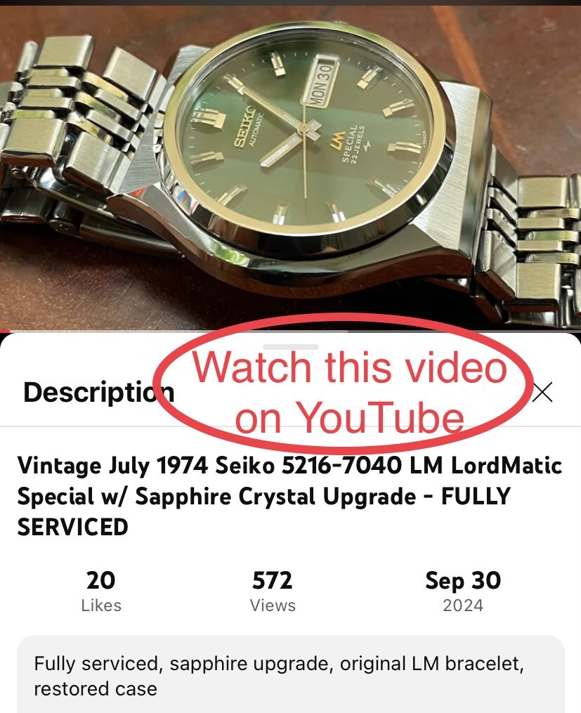 {VIDEO} SAPPHIRE CRYSTAL & Gasket For Seiko LM LordMatic LM Special 5216-7040