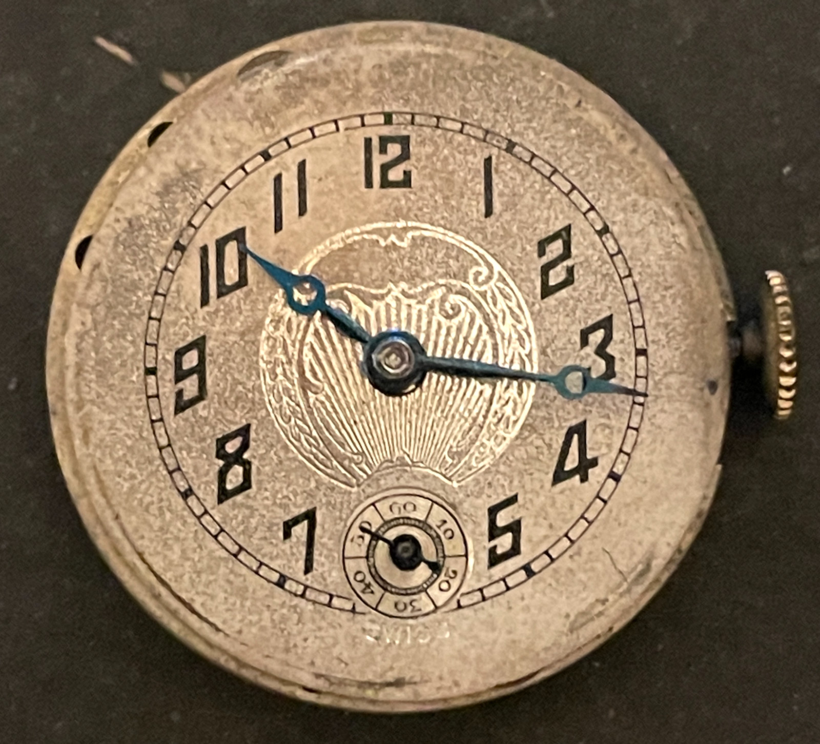 Antique Luor Pendant Watch Movement Parts Good Balance Art Deco 8/0s 15j Swiss