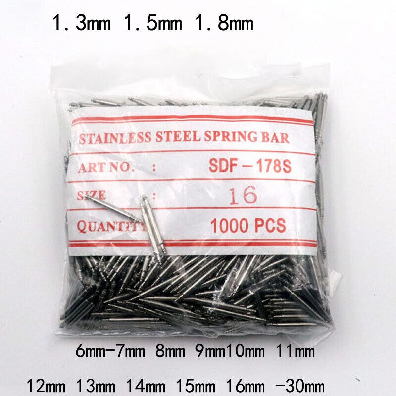 1000 PCS Stainless Steel Spring Bar Pins Link For Watch Band Strap Size 6mm-32mm