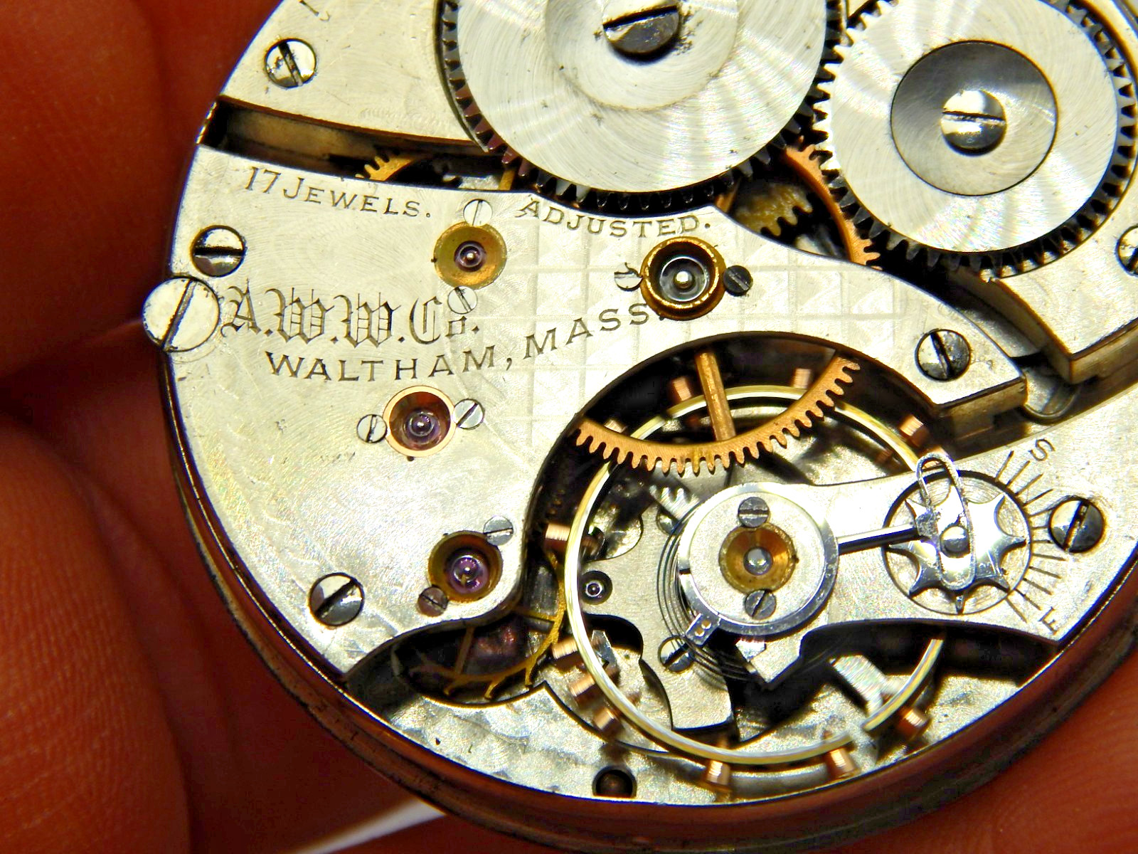 Antique Pocket watch movement Waltham grade 630 model 1899 16 size 17 jewel OF