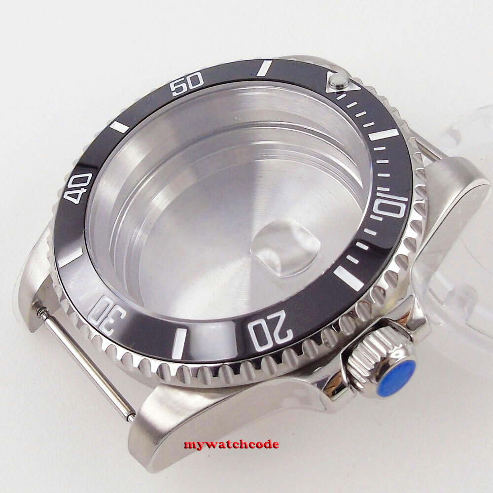 40mm Black Ceramic Bezel Sapphire Glass Watch Case fit NH35 NH36 2824 8215 2836